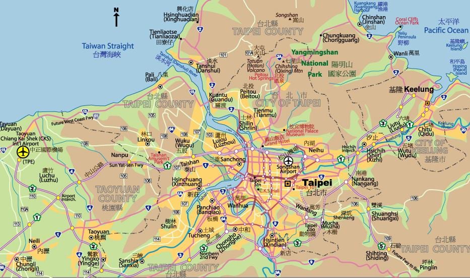Карта в центре города Тайбэй 