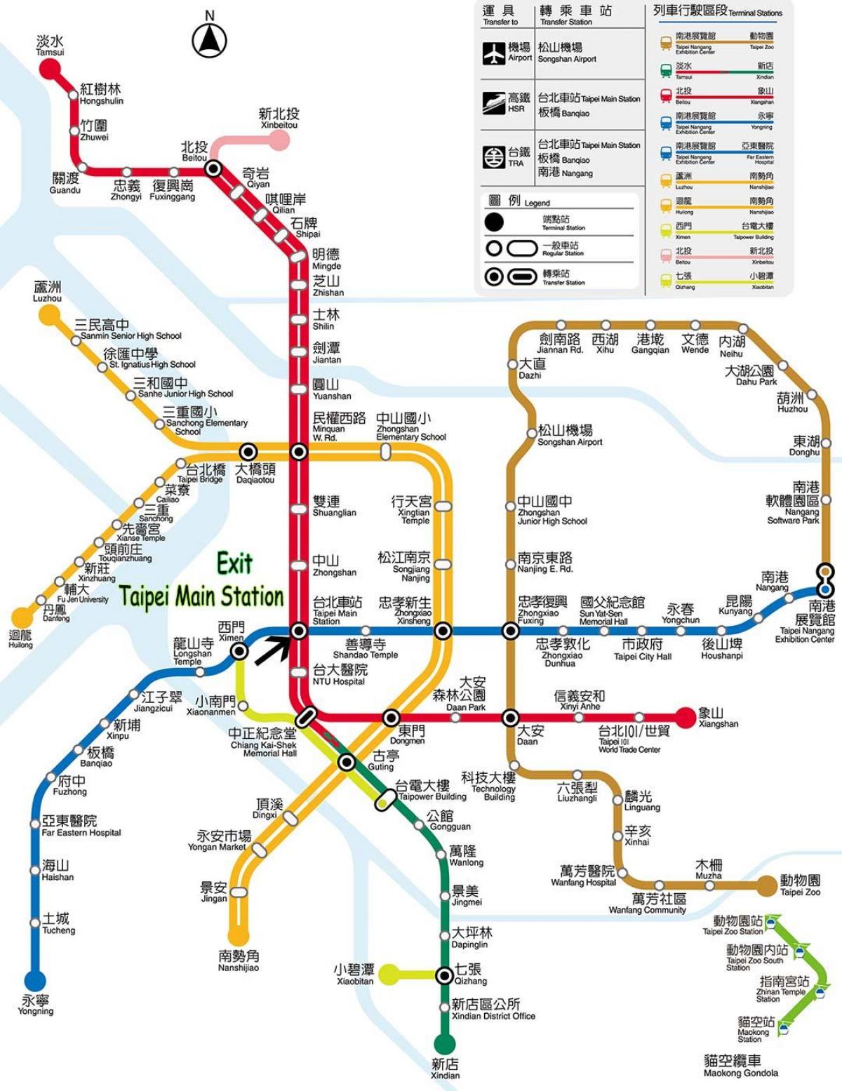 карта автобусного вокзала Тайбэя 