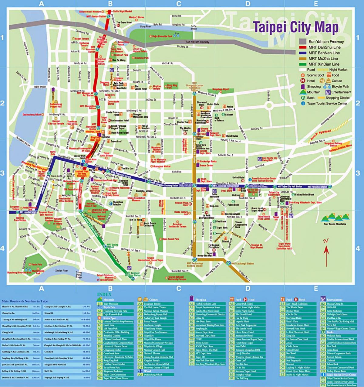 Достопримечательности Тайбэй карте