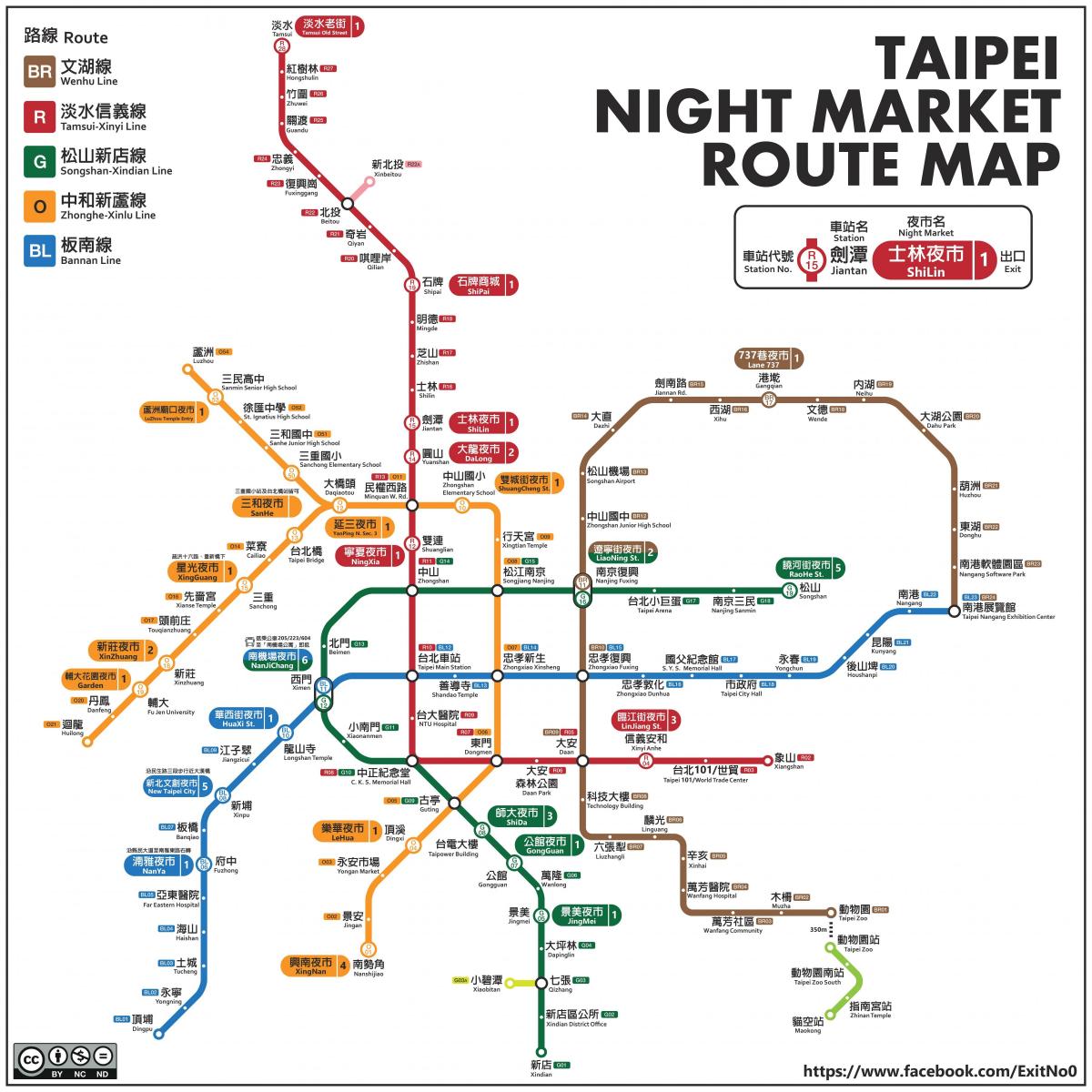 карта Тайбэй ночной рынок