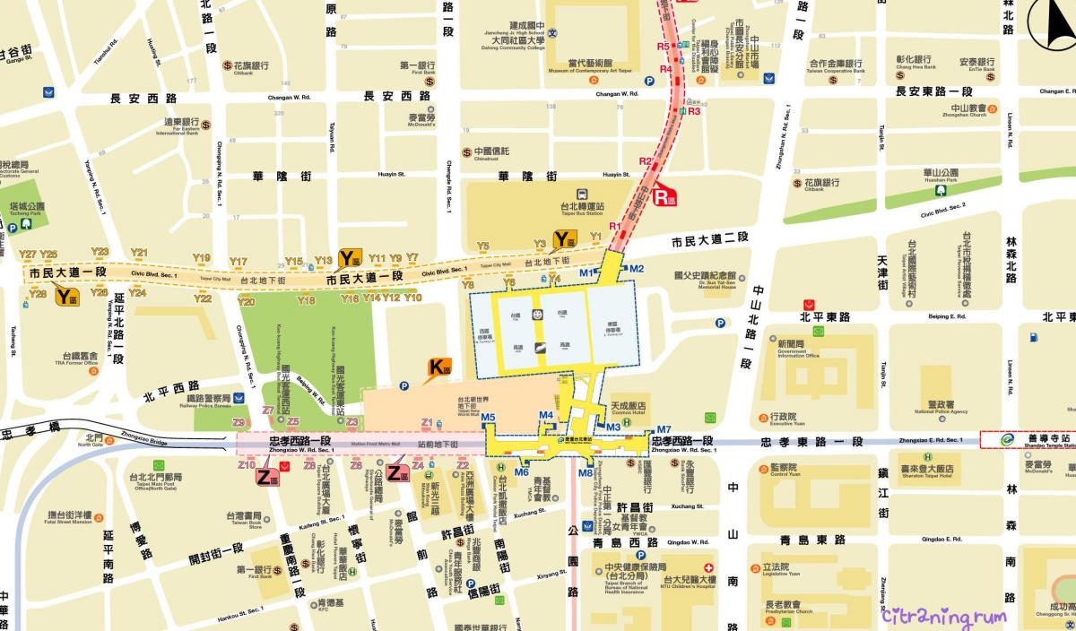 карта Тайбэй подземный торговый центр