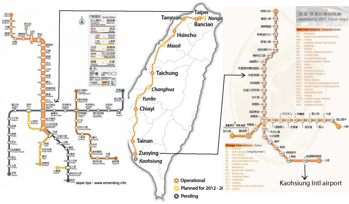 карта Тайбэй высокоскоростной железной дороги