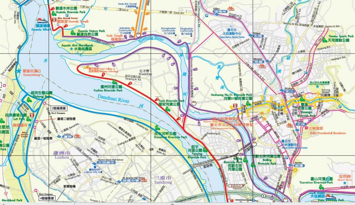 карта путь Тайпей велосипед 